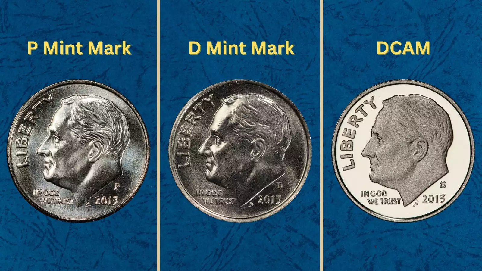 Group of uncirculated 2013 Roosevelt dimes showing P and D mint marks in a mint roll